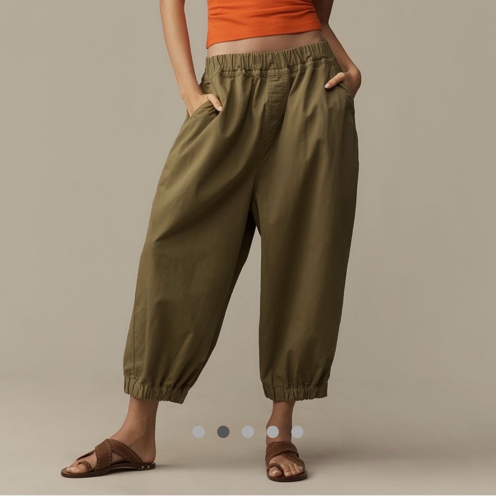 Anthropologie Pilcro Cotton Linen Cropped Barrel Joggers, XS, NWT - Picture 2 of 9